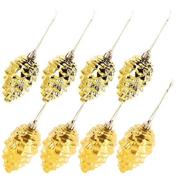 HAMPPLIES Hanging Pinecone Ornaments Golden 8Pcs 3.5In