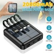 20000mAh Solar Power Bank Waterproof Emergency Solar Charger 4 USB Ports External Charger Power Bank for Cell Phone by DFITO,Black