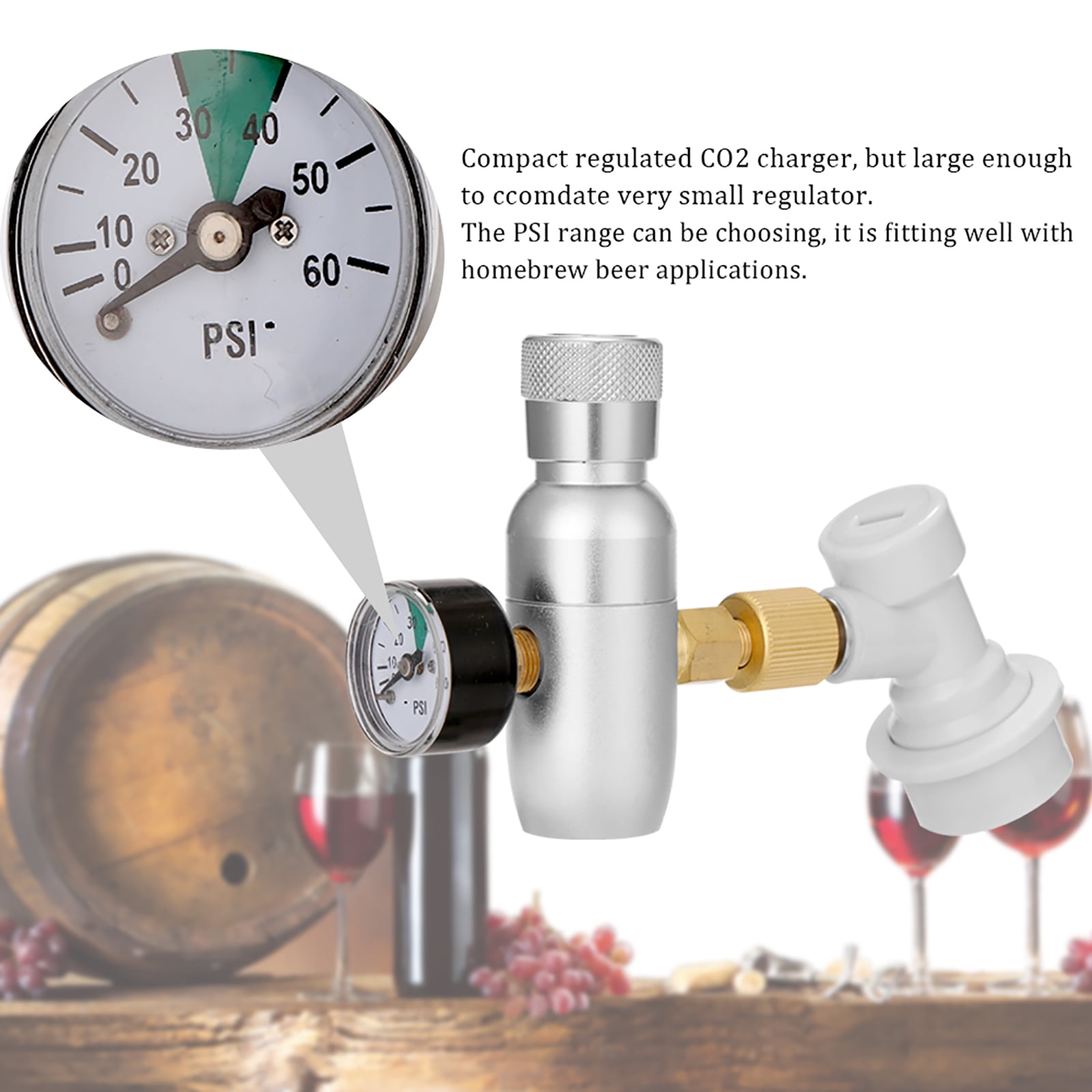 BE-TOOL Regulator CO2 Charger Disconnect Beer Kegerator Home Draft Beer Homebrew Tool for CO2 Cylinder Soda Cola