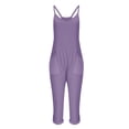 thumbnail image 5 of Womens Waffle Knit Jumpsuits Casual V Neck Baggy Onesie Rompers Sleeveless Loose Spaghetti Strap Overalls Jumpers with Pockets, 5 of 7