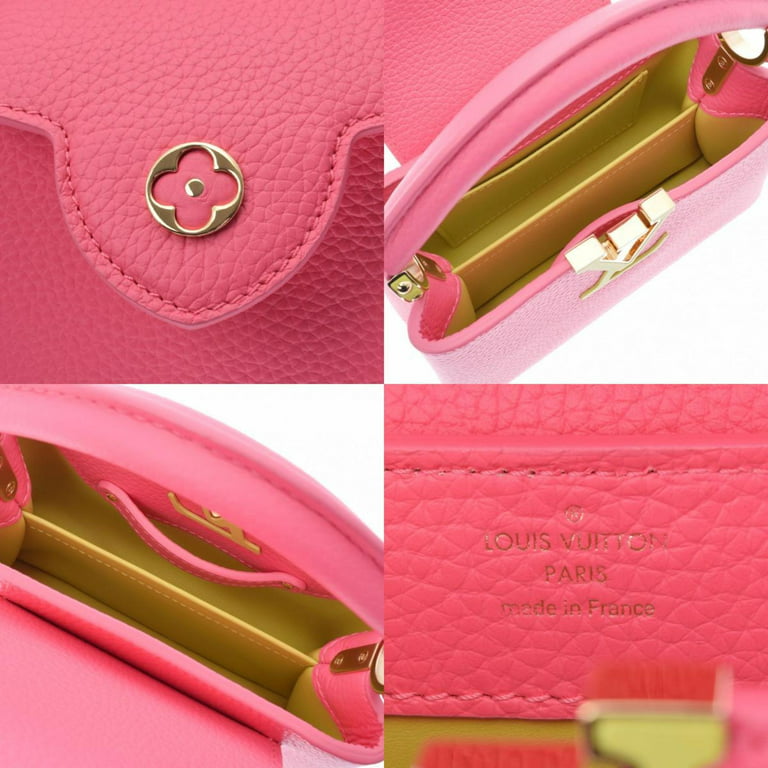 Authenticated used Louis Vuitton Louis Vuitton Capucines Mini Pink/Yellow M55987 Women's 13842 Taurillon Leather Handbag, Adult Unisex, Size: (HxWxD)