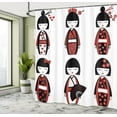 thumbnail image 5 of Ambesonne Ethnic Shower Curtain, Geisha Dolls Folkloric, 69"Wx75"L, Black Red, 5 of 5