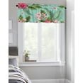 thumbnail image 4 of Kitchen Cafe Valance Curtain for Small Windows,Watercolor Garden Art Hibiscus Flowers Rod Pocket Short Valances Floral Plants on Teal Window Treatment Panel for Living Room/Bedroom/Bathroom,42x12in, 4 of 9