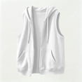 thumbnail image 6 of JUSLIO Hoodies for Women Sleeveless Jacket Sweatshirt Fabric Drawstring Hood Front Pockets Casual Athletic Outerwear Zip Up Hooded Vest White XXL, 6 of 8