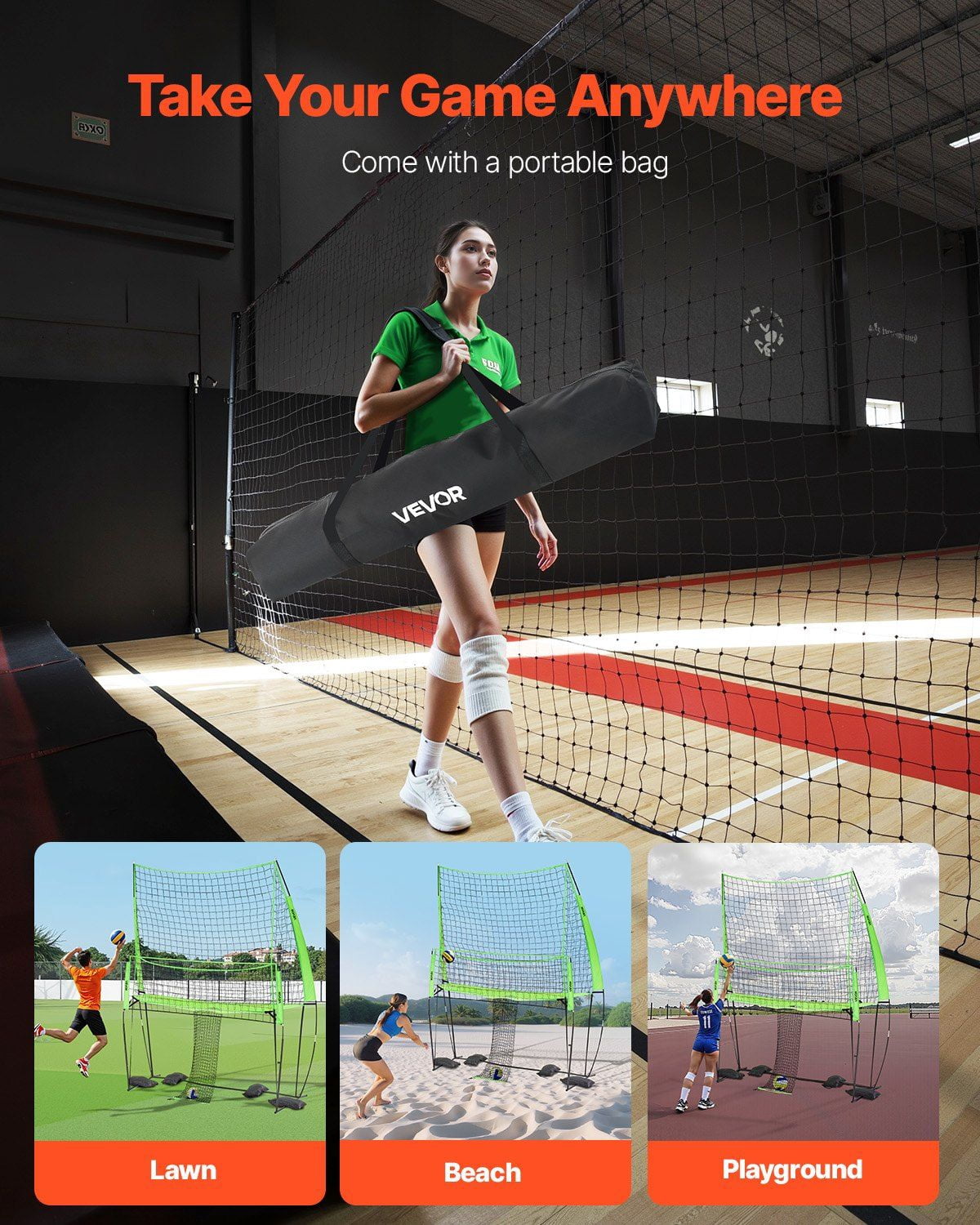 Volleyball Training Net System Adjustable Practice Equipment Indoor Outdoor
