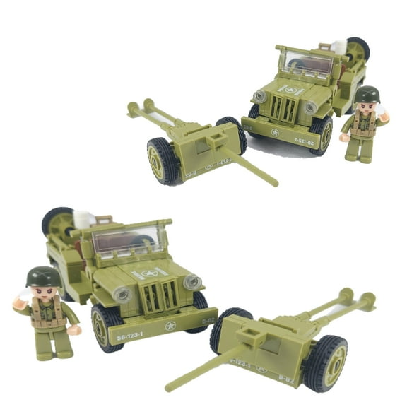 WWII Military Willy’s Jeep & Artillery Building Blocks Set | General Jim’s Toys & Bricks | GJ-WILA