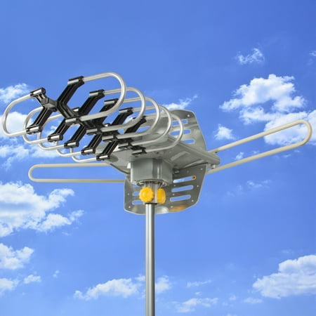 Best Choice Products HDTV Motorized Remote Outdoor Amplified Antenna 360° UHF/VHF/FM HD TV 150 (Best Type Of Tv Antenna)