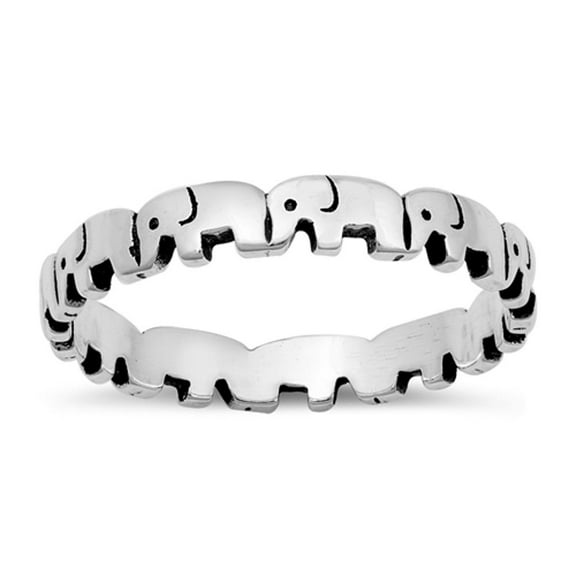 Elephant Parade Animal Eternity Ring .925 Sterling Silver Band Jewelry Female Male Unisex Size 9