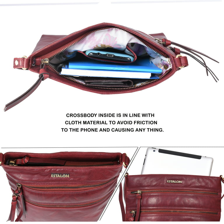 Estalon Crossbody Bags for Women - Real Leather Small Vintage Adjustable  Shoulder Bag (Crow)