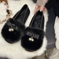 thumbnail image 6 of Black Women Fashion Flats With Pearl Bow Detail Warm Upper For Comfort And Light Wear Suitable For Fall Winter, 6 of 9