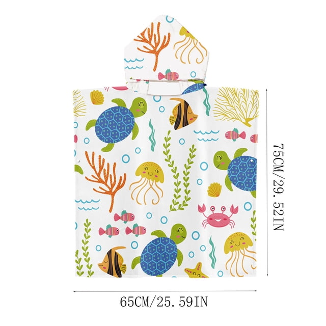 Serviette de Plage à Capuchon pour Enfants, Serviette de Plage de Changement, Natation, Portable