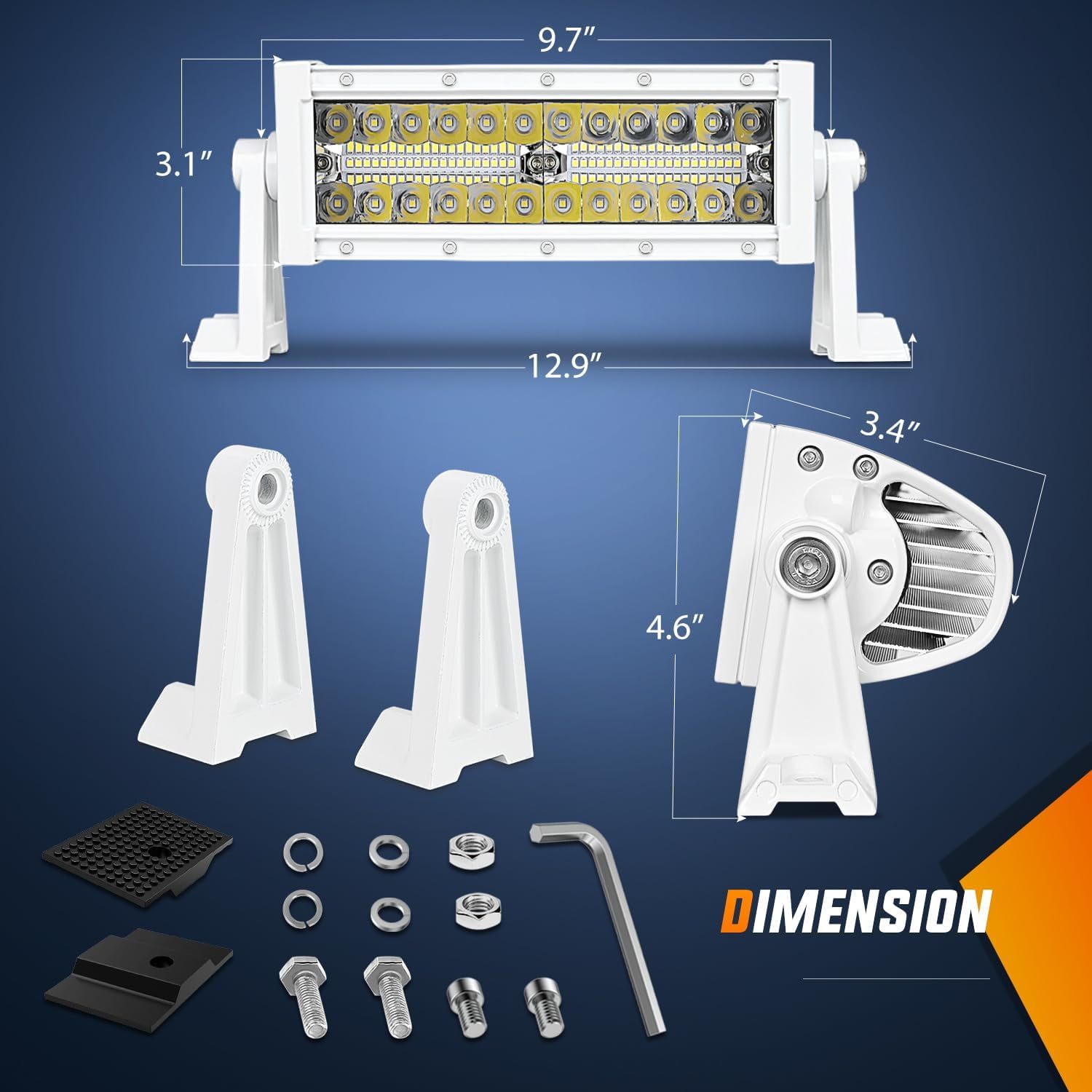 Nilight 9.5-Inch Triple Row LED Light Bar, White Spot/Flood Combo Beam, IP67 Waterproof for Off-Road & Marine Deck Lighting