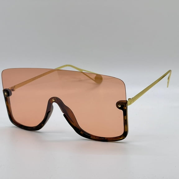 Women Fashion Sunglasses Oversized Square Gold Frame Pink