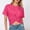 Hot Pink, variant on Womens Solid Color Crop Tops Knot Front Twist Design Tee Summer Fashion Crewneck Short Sleeve T Shirts Casual Blouse Pullover Shirt