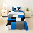 thumbnail image 2 of Castle Fairy Mid Century Geometric Panel Twin Sheets 3pcs,Minimalism Solid Block Bedding,Blue Gray Black,1 Flat Sheet, 1 Fitted Sheet and 1 Pillowcase, 2 of 7