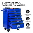 thumbnail image 3 of POVANLI 20" 6 Drawer Portable Tool Box with Ball Bearing Drawer Slides,4 Steering Wheels(2 with Parking Brakes),200lbs Load,Steel Tool Chest with Key Locking Tool Organizers,for Garage Workshop(Blue), 3 of 10