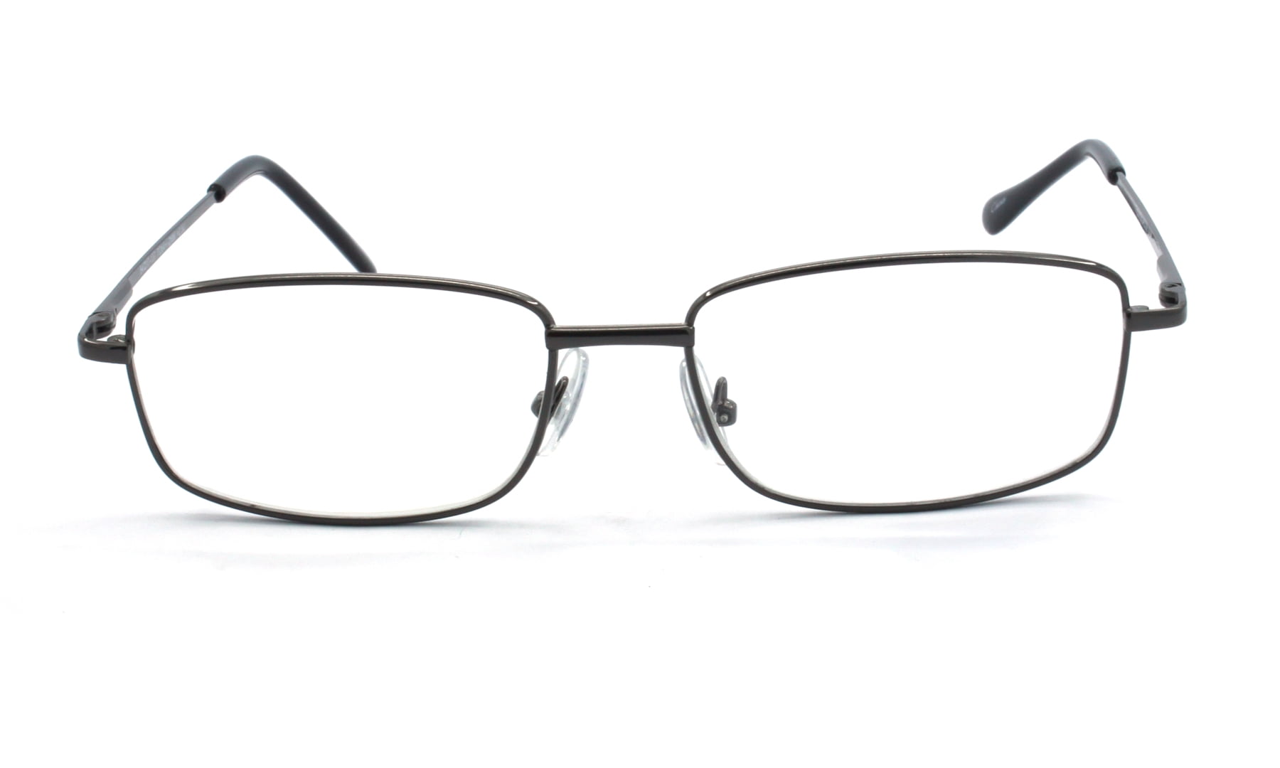 EYE ZOOM 5 Pack Unisex Rectangular Metal Reading Glasses with Spring Hinge, Gunmetal, +200