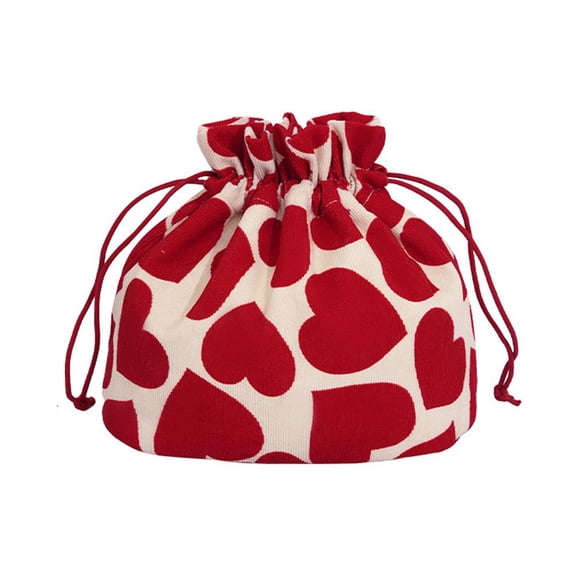 Women Large Heart Print Makeup Bag Cosmetic Organizer Travel Storage Pouch