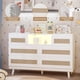 thumbnail image 4 of ChaoLink Cómoda de ratán moderna para dormitorio, cómoda con luces LED y estación de carga, cómodas y cajoneras de madera con 6 cajones, soporte para TV para armario y sala, 4 of 7