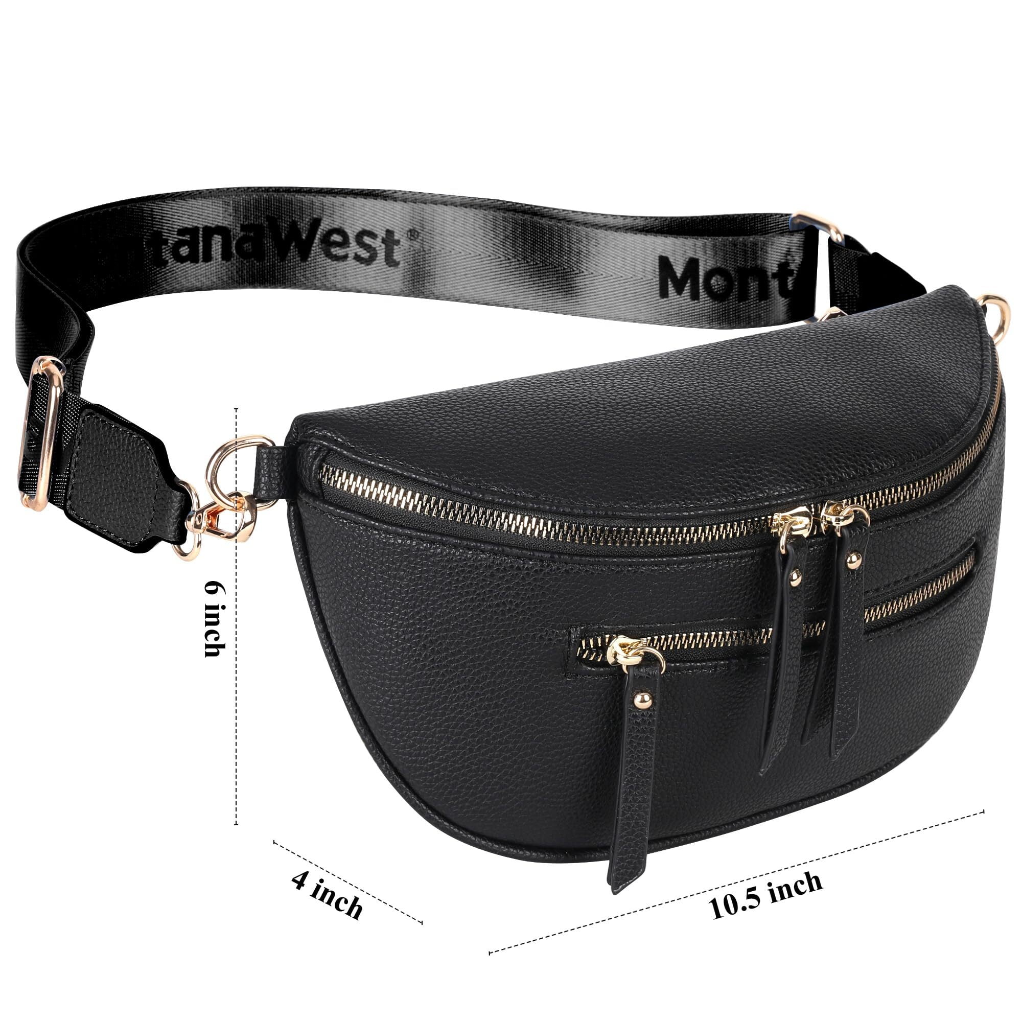 Montana West Crossbody Bags for Women Bum Bag Sling Purse with Adjustable Strap, Black
