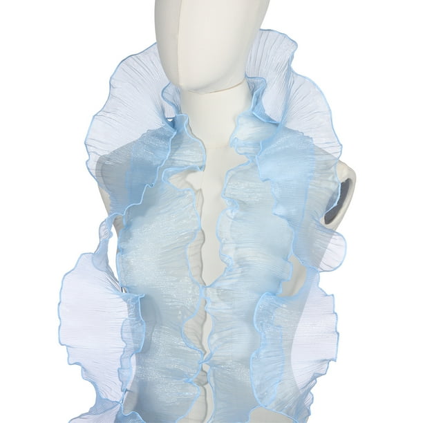 Uxcell Ruffle Lace Trims, Retro Organza Fabric Trim Tulle Decorative Ruffle Lace Border para costura DIY en degradado azul