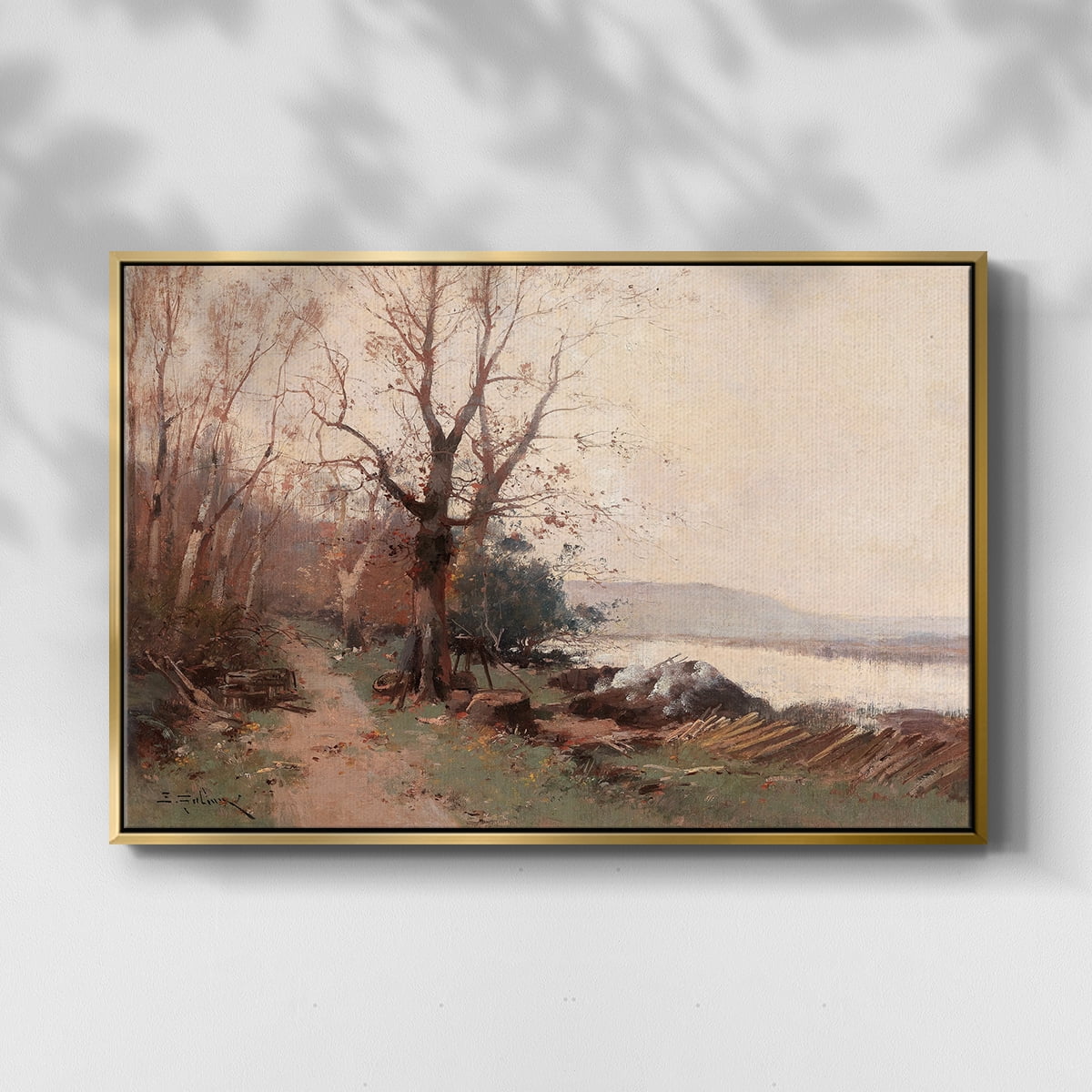 Vintage Landscape-CCCLVIII By Wexford Home Framed in Gold Wood Gallery Wrapped Canvas 27 in. x 41 in.