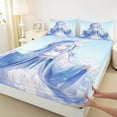 thumbnail image 3 of Feelyou Kawaii Anime Girl Full Size Sheets, Japanese Style Blue Bed Sheets, 4 Pieces, 3 of 7