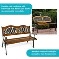 thumbnail image 3 of Sunnydaze Ivy and Crossweave Design Cast Iron and Wood 2-Person Garden Bench, 3 of 11