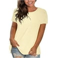 thumbnail image 2 of Zpanxa Womens Plus Size Summer Tops Solid Round Neck Short Sleeve Workout T-Shirt Blouse Loose Fit Tech Stretch Activewear Khaki XL, 2 of 6