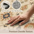 thumbnail image 6 of ODIKA 6'x9' Washable Area Rug Easy Care, Non-Shedding, Navy Beige Floral and Geometric Garden Design Elegant Botanical Motifs with Symmetrical for Queen Size Bedroom Under Bed Master Suite, 6 of 7