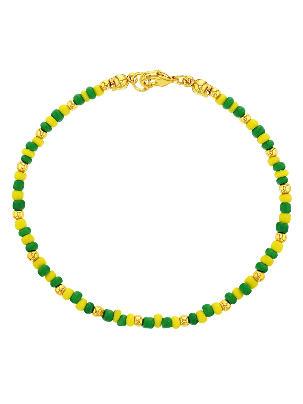 Stainless Steel Orula Bracelet Green Yellow Beads Babalawo Amulet Protection 8" 