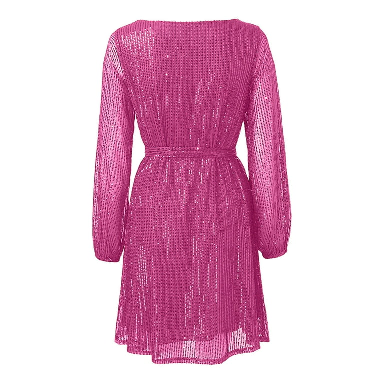 Women's Holiday Party Sequin Beaded Lace Up Long Sleeved Dress Dresses Dress  for Women Soprano plus Size Dress Summer Dress Maxi Womens Loose Dress  Flare Midi Dress plus Size Summer Dresses Woman -