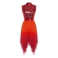 thumbnail image 4 of iiniim Women's Sequined Liturgical Worship Praise Dance Dresses Gradient Mesh Irregular Church Worship Tunic Red XL, 4 of 7
