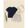 thumbnail image 5 of Musuos Kids Boys 2PCS Summer Clothes Set, 6M 12M 18M 24M 3Y 4Y Short Sleeve Letters Print T-shirt with Plaid Shorts Toddler Casual Set, 5 of 10