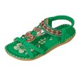 thumbnail image 2 of EliteGoogv Womens Flat Sandals Bohemian Hollow Out Rhinestone Flower Arch Support Toe Post Sandals For Women Summer Beach Shoes Womens Sandals Green US :5.5, 2 of 9