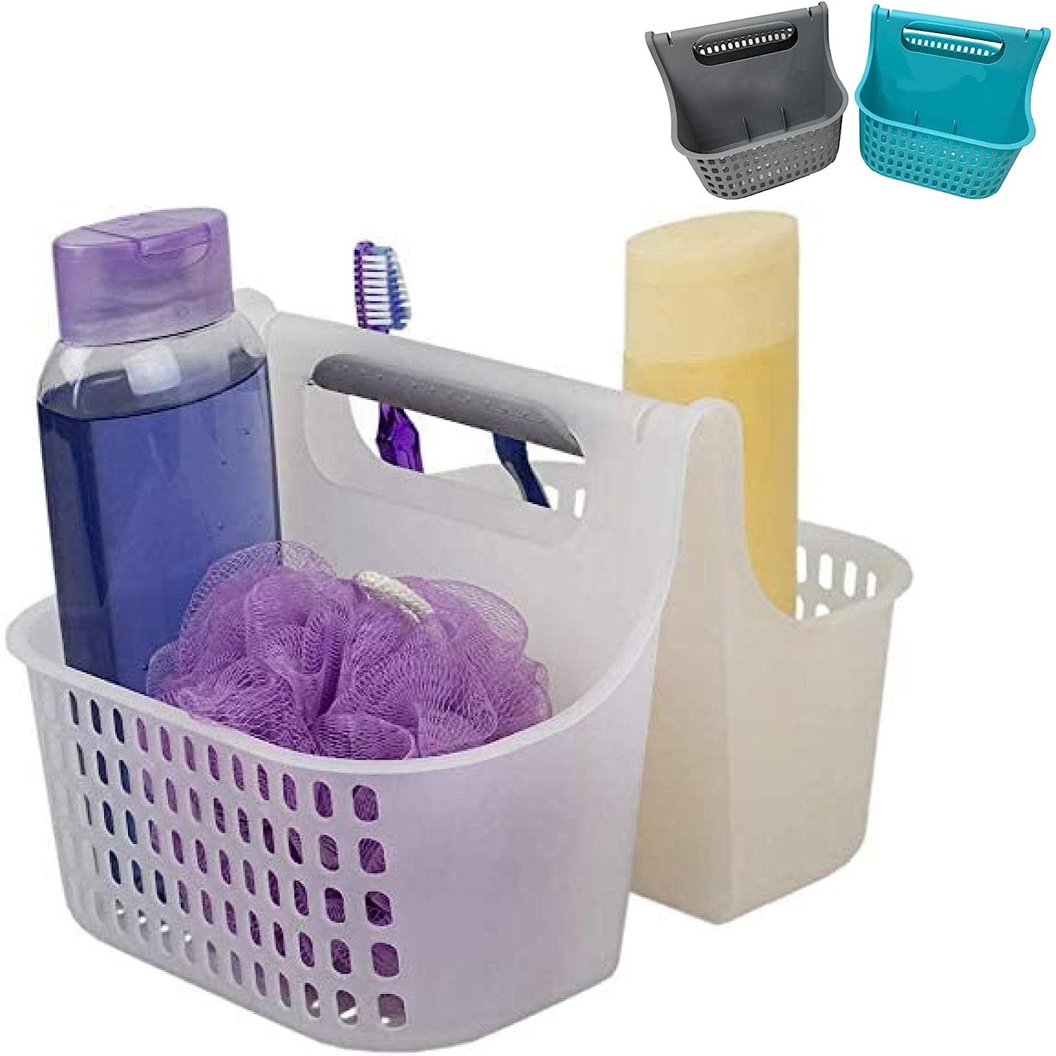 HElectQRIN Large Two Compartment Plastic Shower Bath Organizer Tote