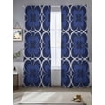 thumbnail image 2 of Retro Floral Art Sheer Curtains 84 Inch Long 2 Panels, Blue Flowers Minimalist Classic Texture Light Filtering Rod Pocket Semi Sheer Curtains, Sheer Voile Drapes for Living Room Bedroom, 52"x84", 2 of 5