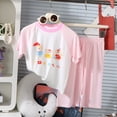thumbnail image 2 of felwors Cute Pajamas for Little & Big Girls – Kids Summer Short Sleeves Shirt & Pants PJ Set Jammies(Pink,18-24 Months), 2 of 5