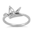 thumbnail image 3 of 925 Sterling Silver Oxidized Platinum Plated Origami Flying Bird Women Valentines Day Gifts Ring, 3 of 4