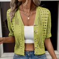 thumbnail image 5 of Sewkxo Women Crochet Cardigan Sweaters Lightweight Summer Boho Open Front Knit Shrug 1/2 Sleeve Beach Cover Up,Fluorescence Yellow XL, 5 of 8