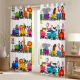 thumbnail image 2 of Homewish Elephant Zebra Giraffe Black Out Curtains for Preppy Children Teens,Cartoon Train Curtains Pack of 2 (42x63 Each),Kawaii Jungle Animal Bedroom Curtains,Lightweight Room Decor, 2 of 6