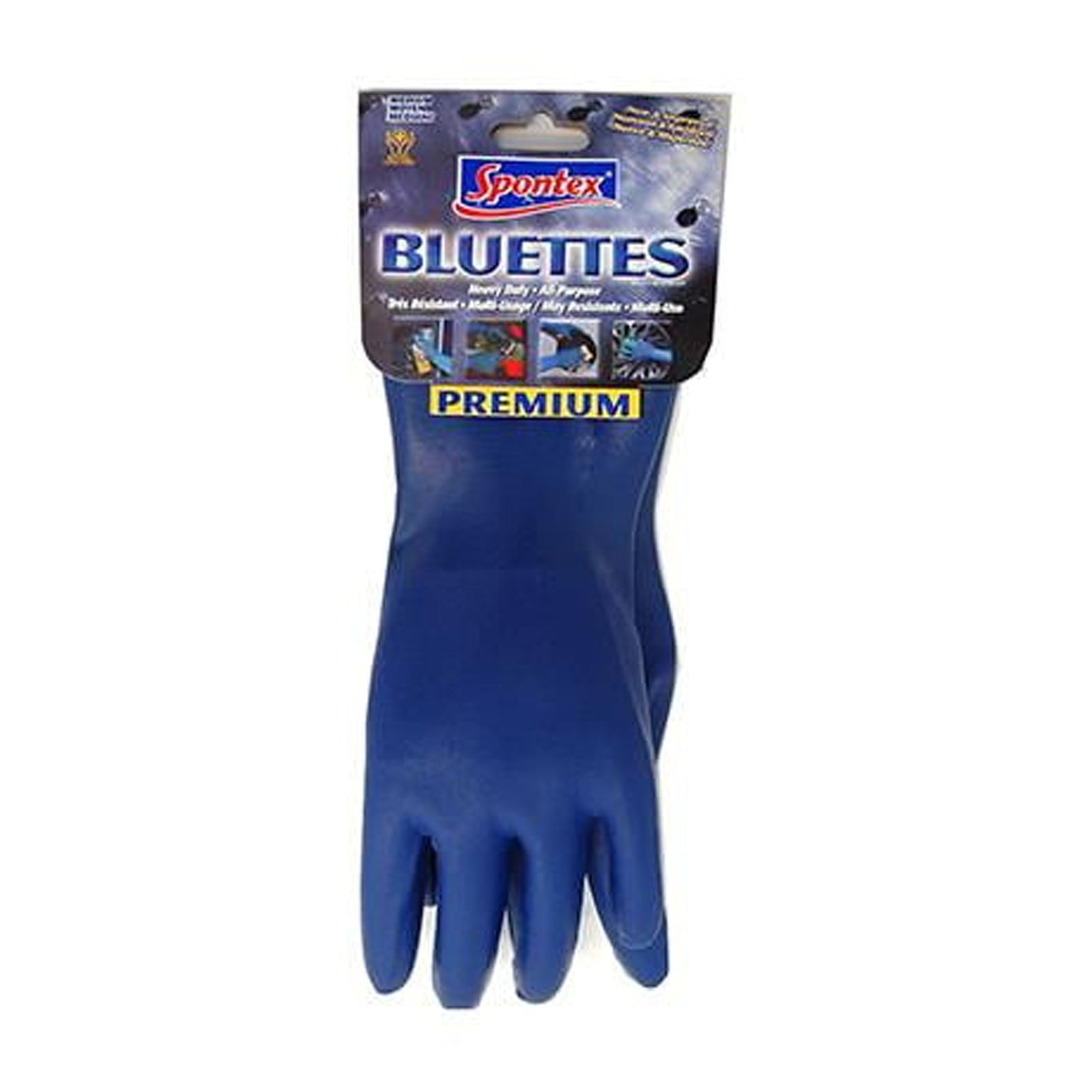 Spontex Small Rubber Gloves, Blue Neoprene, Heavy Duty, Textured