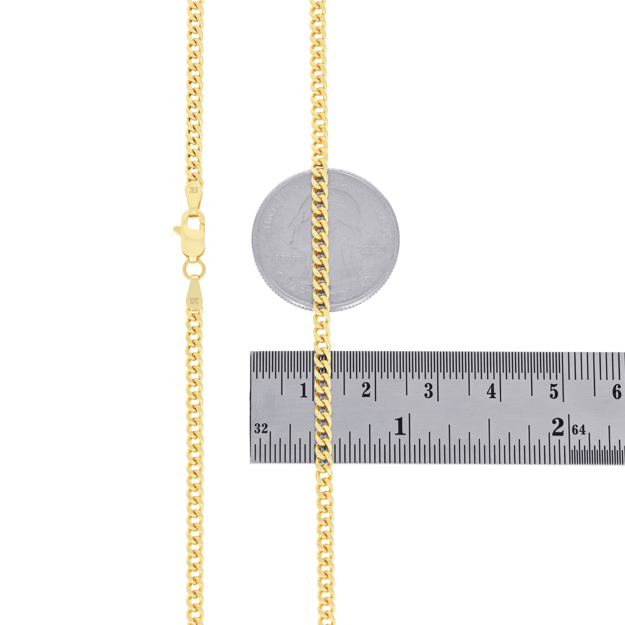 Nuragold 10k Real Yellow Gold Miami Cuban Lightweight Link 3mm Chain Necklace (16"-30") Italian Jewelry for Men & Women
