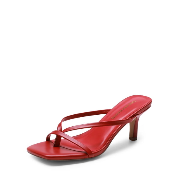 DREAM PAIRS Sandalia de Tacón Bajo Rojo DWUMFF2503 Talla 11