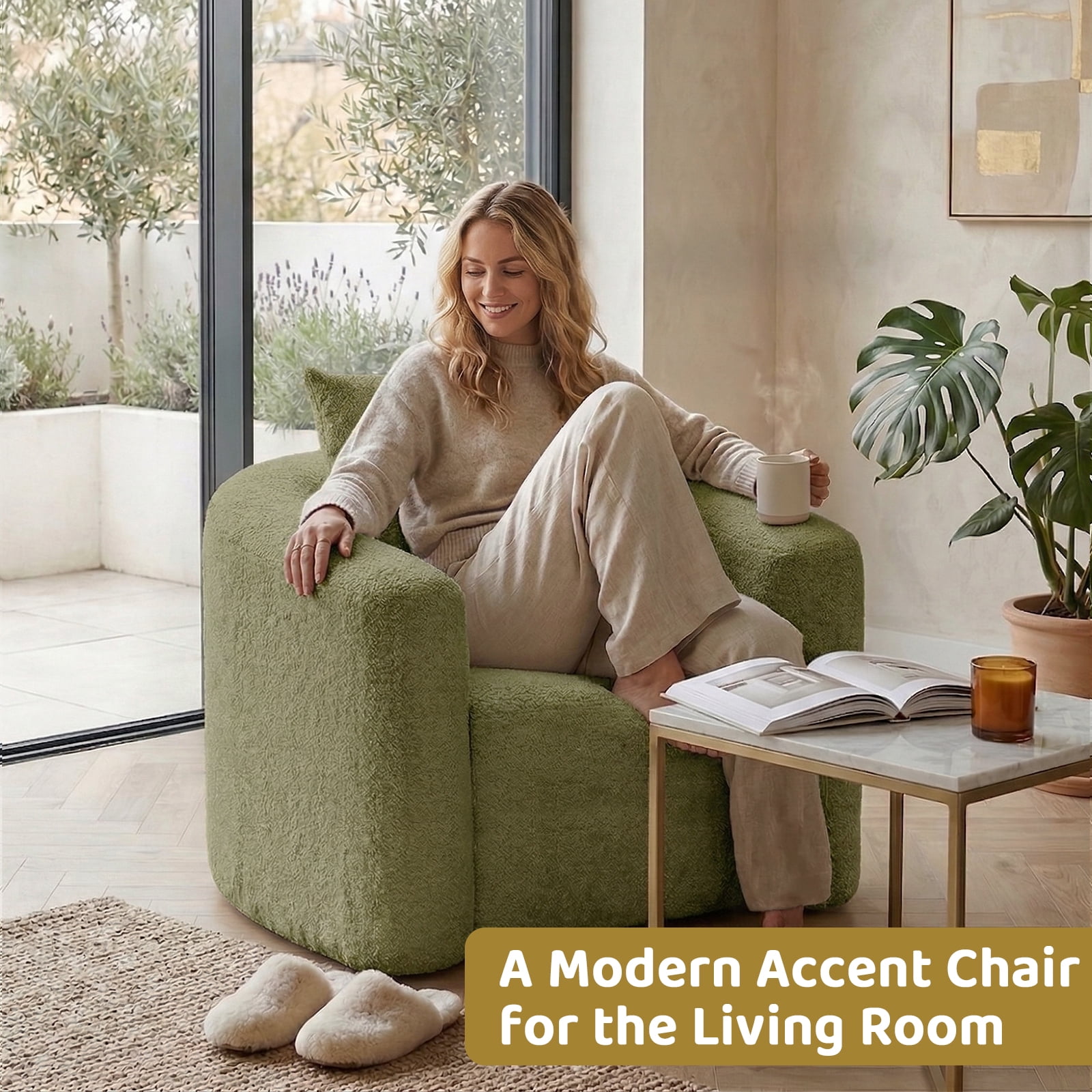 42"W Accent Chair No Assembly Reading Chair for Bedroom,Livingroom