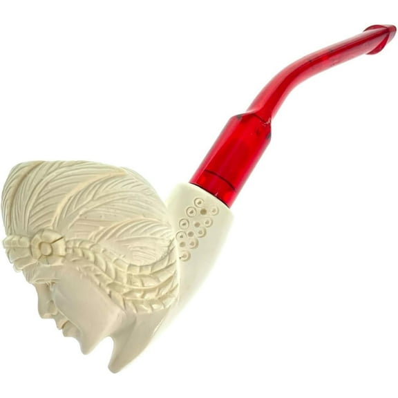 Mini Indian White Genuine Block Turkish Meerschaum Pipe With Case