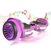 SIMATE Scooter for Kids Adults,Hoverboard with Colorful LED Light-Up Wheels, Bluetooth Speakers ,8.5 mph & 8.5Miles,Safety Certification,Galaxy Purple