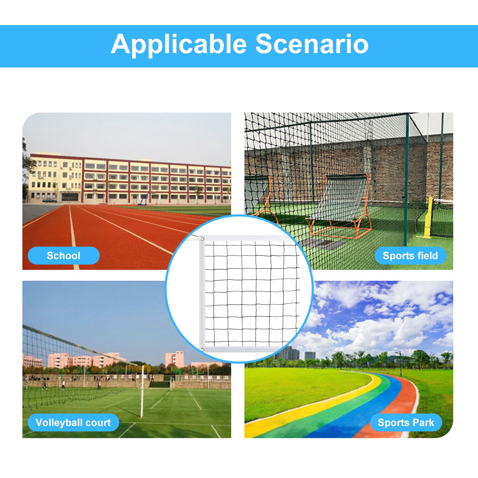 Opolski Outdoor Volleyball Net with Storage Bag Wear Resistant Simple Installation Professional Badminton Ball Sports Net Replacement Black White