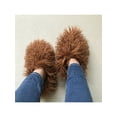thumbnail image 4 of Frontwalk Unisex Warm Shoes Memory Foam Slipper Socks Plush Lined Booties Slippers Bedroom Cozy House Shoe Mens Womens Fluffy Brown 4-4.5, 4 of 5