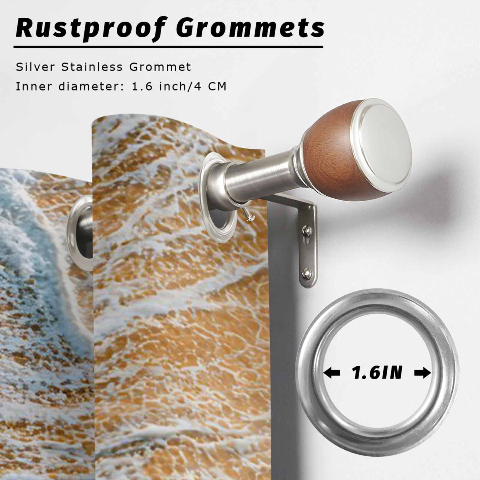 Summer Beach Outdoor Curtains for Patio, Ocean Waves Conch Starfish Shell Coastal Sunshade Privacy Drapes Grommet Waterproof Outside Curtains for Porch/Cabana/Balcony 54"x 108", 1 Panel
